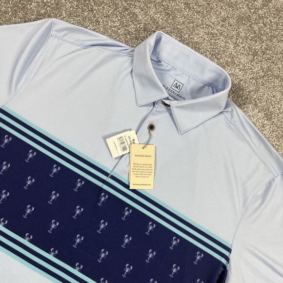 Mizzen Main Polo Small Lobster PTO Collection Performance Stretch Stripe NWT - Picture 1 of 13